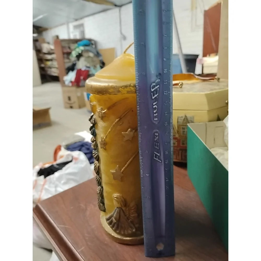 Vintage 3D‎ Hand Painted Luminaire Collection Silent Night? (9”) Pillar Candle